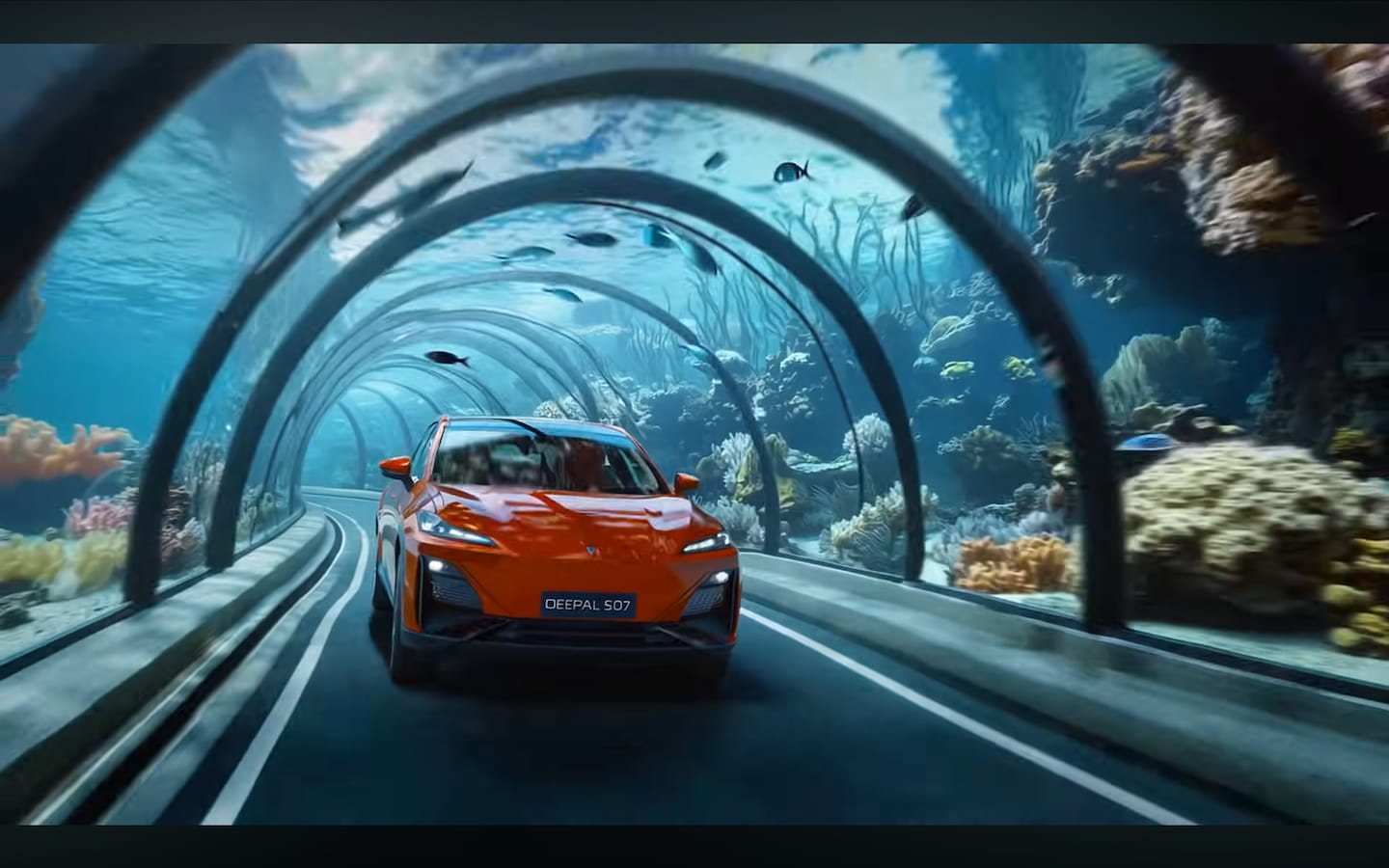 The undersea tunnel crossing.